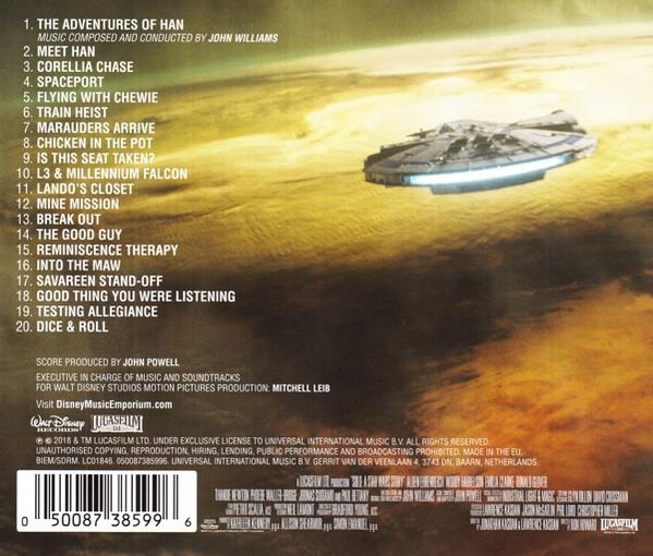 CD-tok hátlapja űrszínképpel és dallaslistával.
