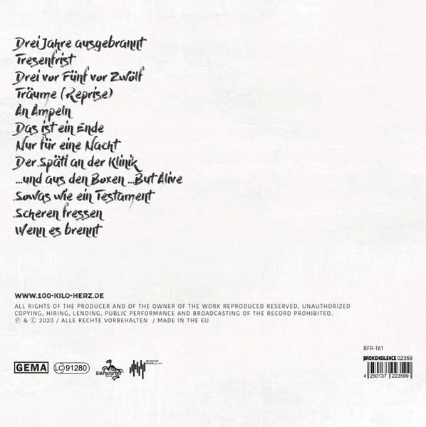 Eine CD mit Text, der Songtitel und Credits auflistet, auf weißem Hintergrund.