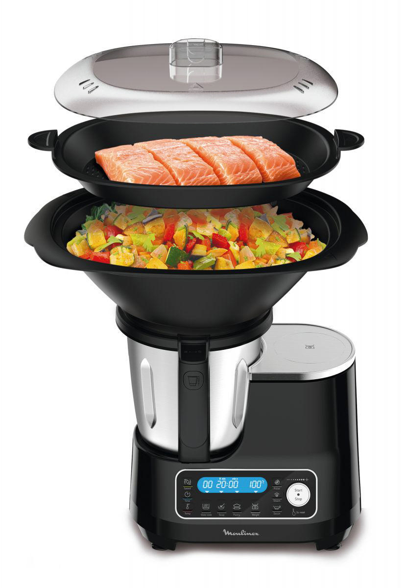 mit HF4568 3,6 (Rührschüsselkapazität: schwarz Chef l, Watt) MOULINEX Küchenmaschine Click 1400 Kochfunktion