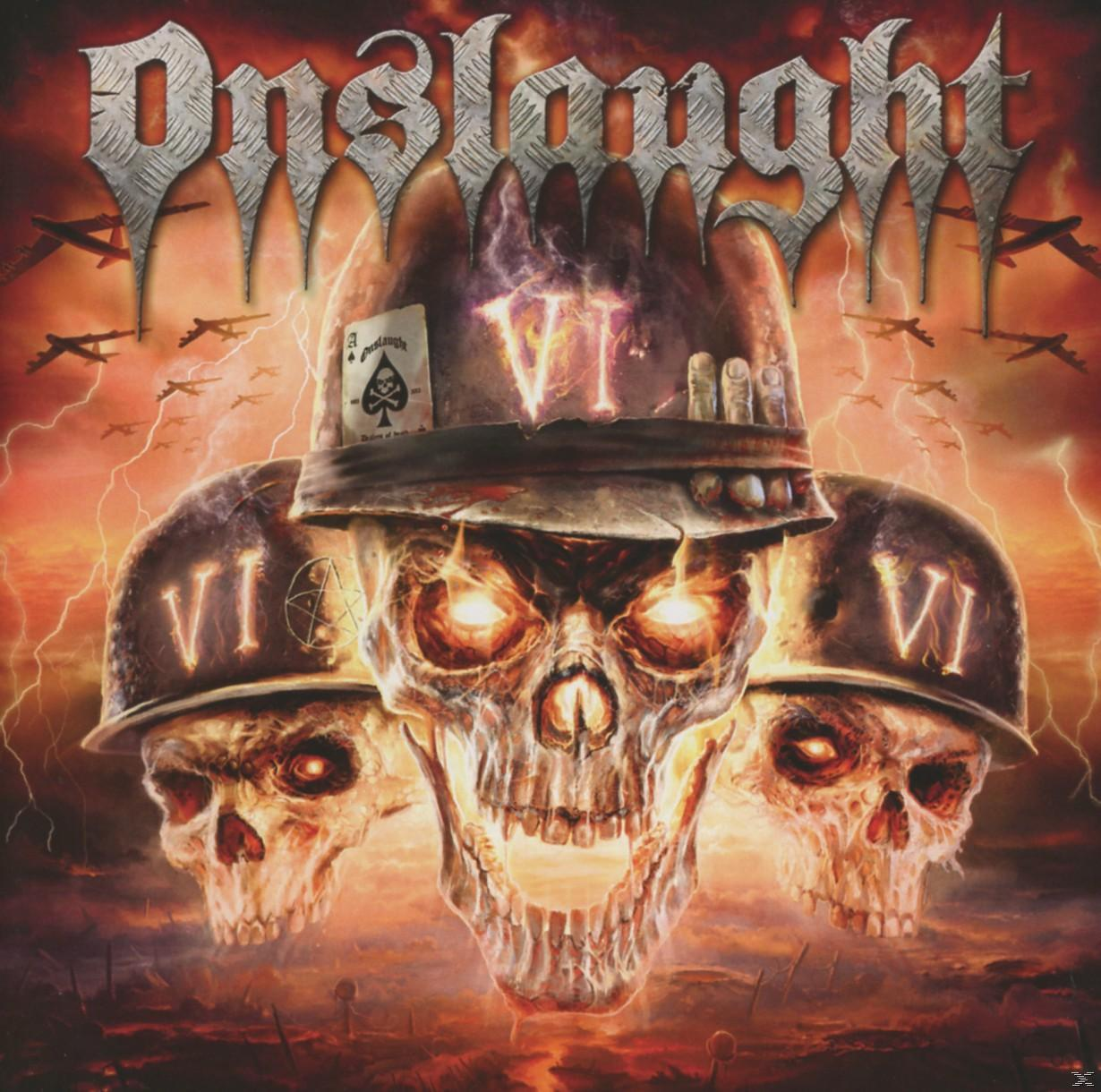 Albumcover. Drei Totenköpfe mit Helmen. Flammen und Blitze in einer kriegsähnlichen Umgebung.