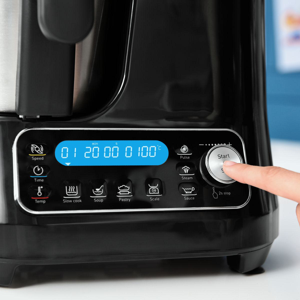 MOULINEX HF4568 Click Chef Küchenmaschine mit Kochfunktion Schwarz (Rührschüsselkapazität: 3,6 l, 1400 Watt)