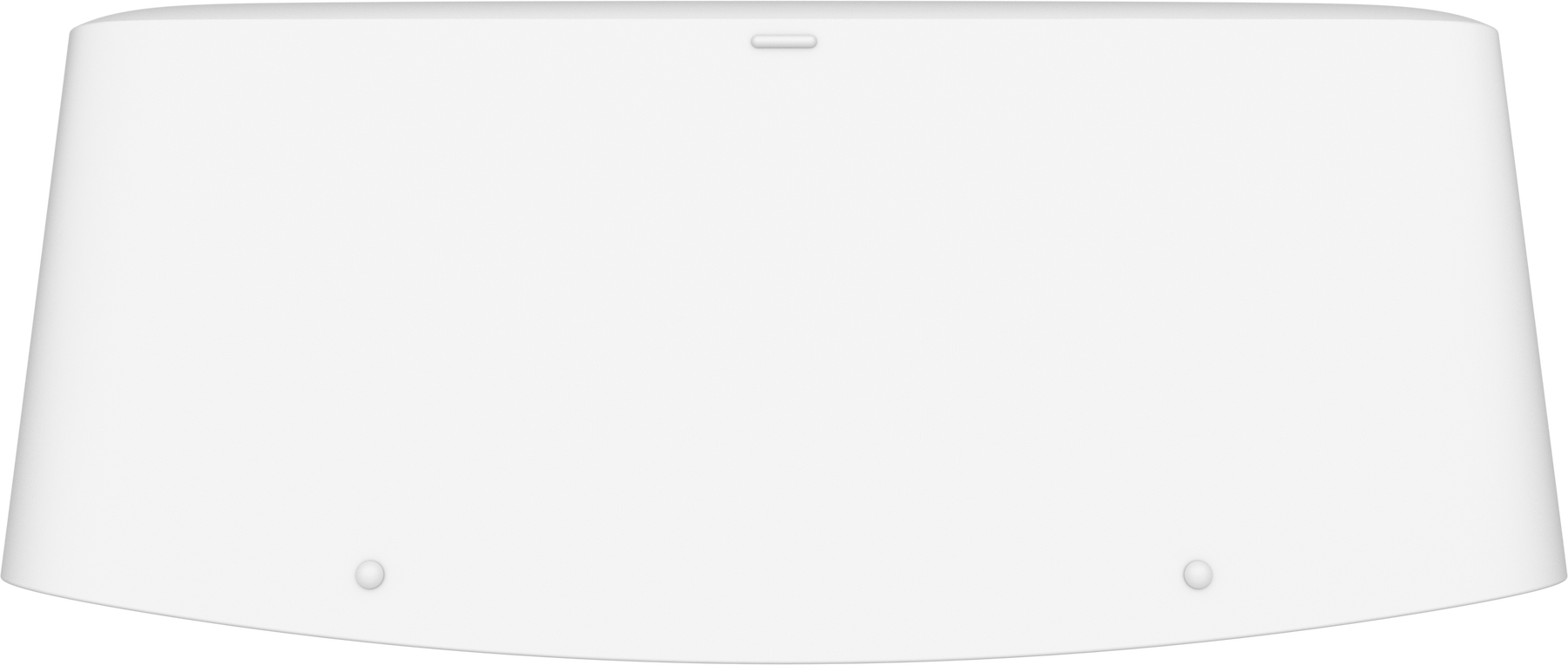 Un dispositivo bianco con la parte superiore arrotondata. Ha due piccoli cerchi in basso.