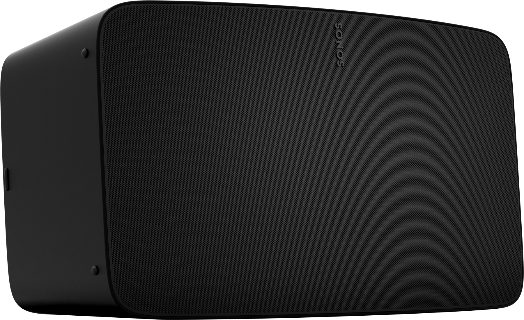Altoparlante Sonos nero. Il logo è visibile in bianco sulla parte superiore. Forma rettangolare.