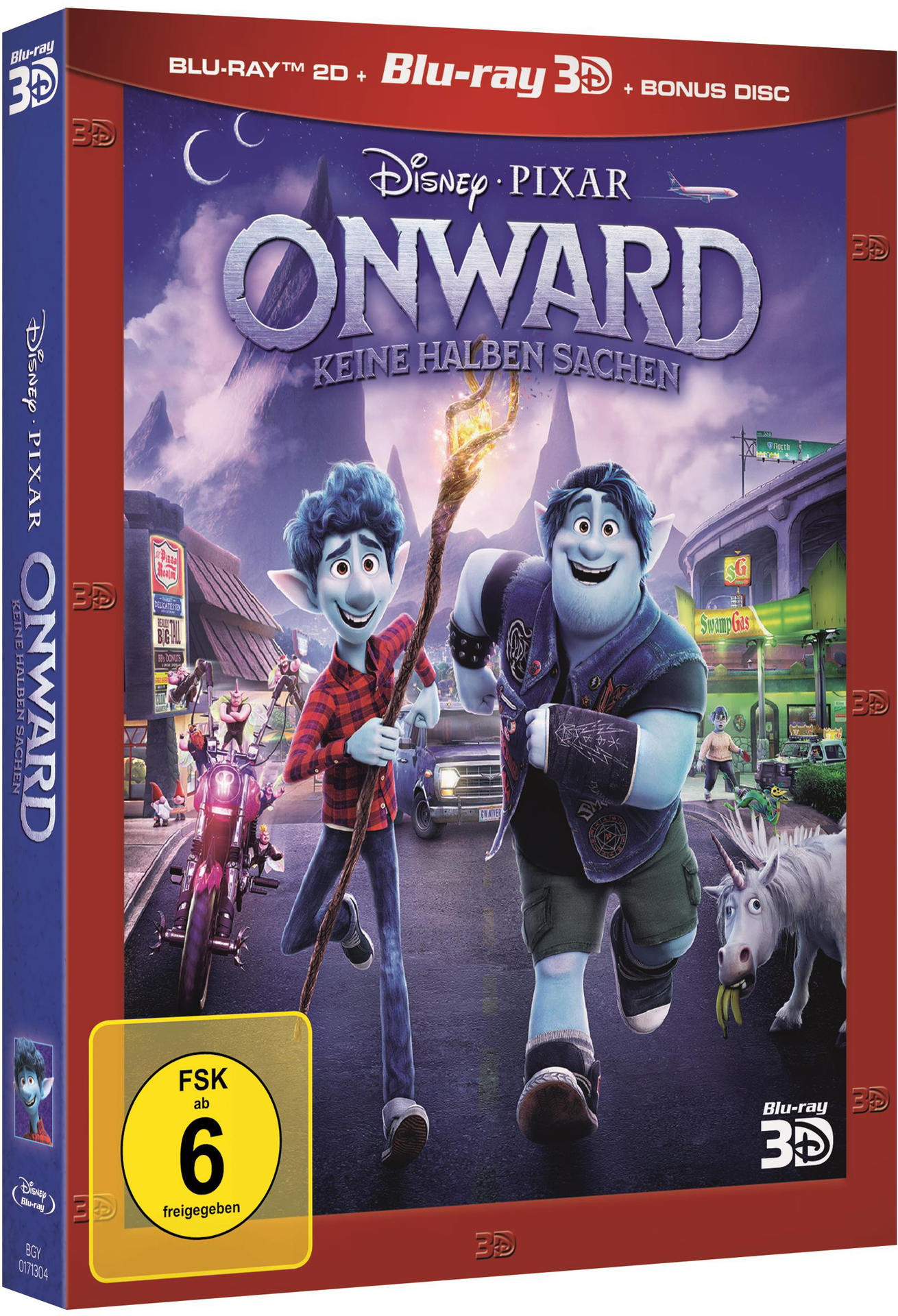 DVD-Hülle mit Figuren aus dem Film 'Onward'.