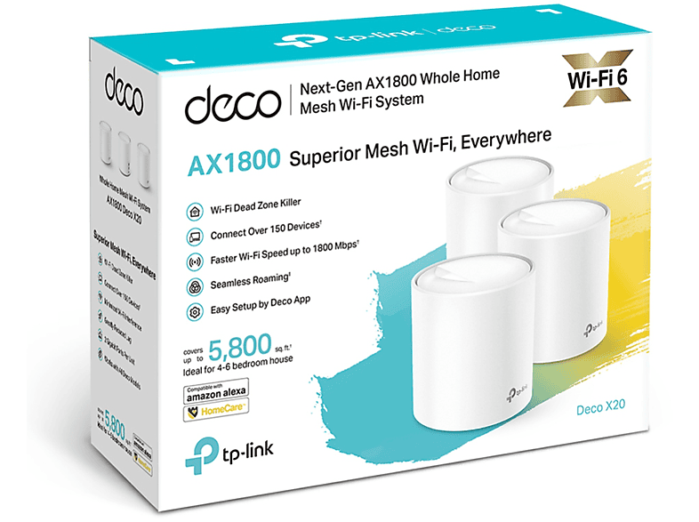 TP-LINK Deco X20 | AX1800 Smart Mesh Wi-Fi (3-Pack) Multiroom-wifi