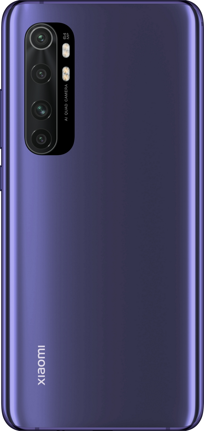 Parte trasera de smartphone púrpura con cámara y logo Xiaomi.