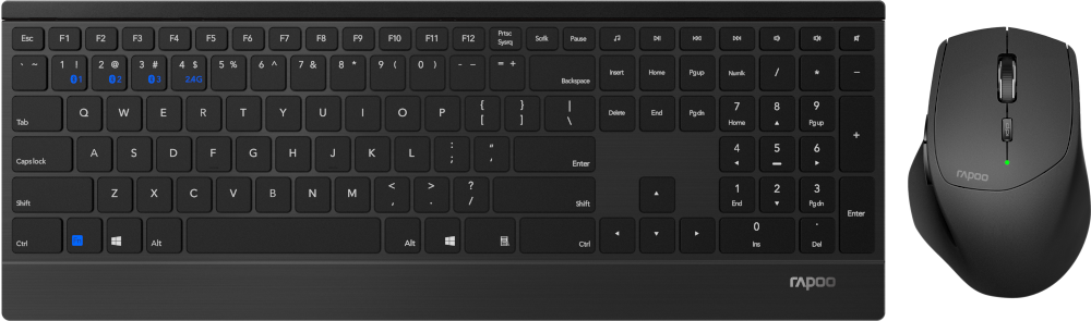 RAPOO Clavier sans fil + Souris sans fil AZERTY 9500M Noir (19452)