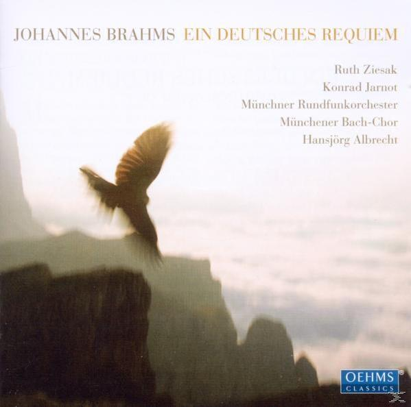 Albumcover. Titel: Johannes Brahms Ein Deutsches Requiem. Bild eines Vogels im Flug.