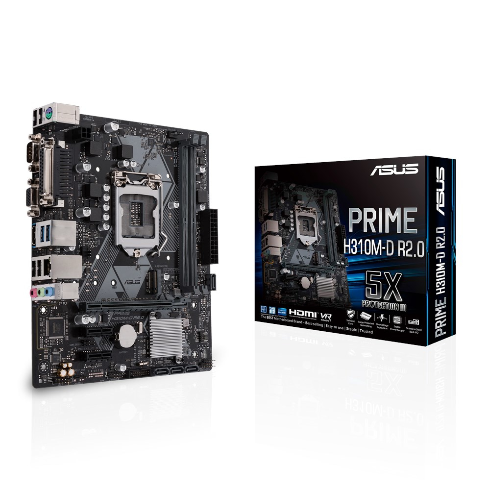 Placa base gaming - ASUS Prime H310M-D R2.0, LGA 1151 (Zócalo H4), Intel® H310 Micro ATX, Negro
