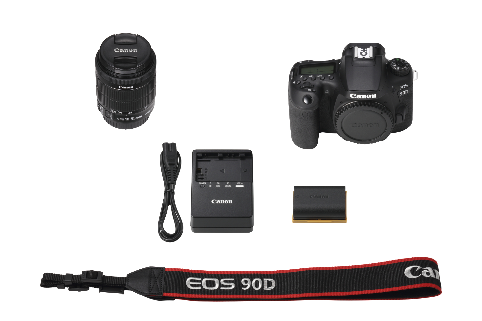 CANON EOS 90D Kit Spiegelreflexkamera, 32,5 Megapixel, 18-55mm Objektiv (EF-S, IS II, STM), Touchscreen Display, WLAN, Schwarz