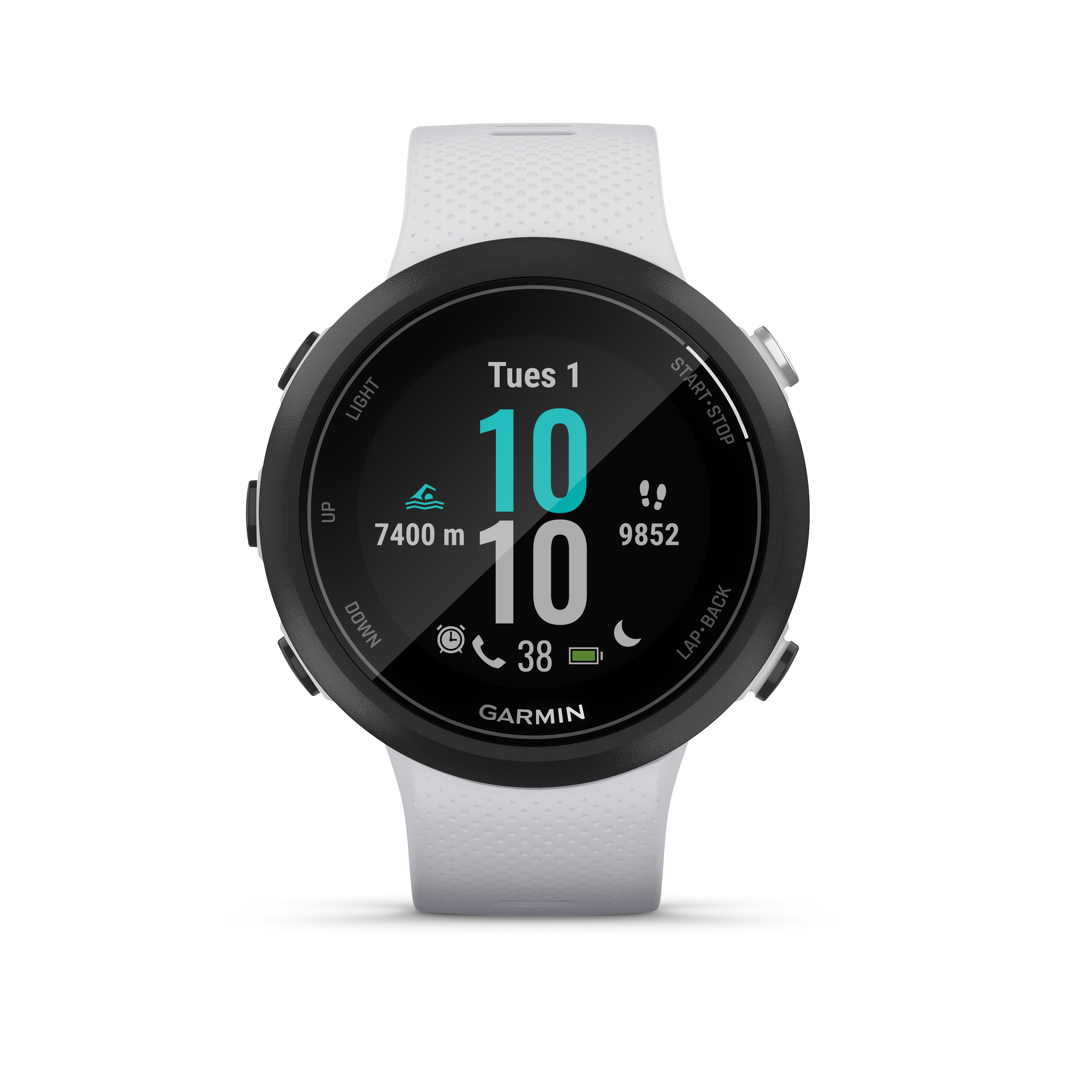 GARMIN Swim 2, Smartwatch, 42 x 42 x 11.4 mm, Steinweiß