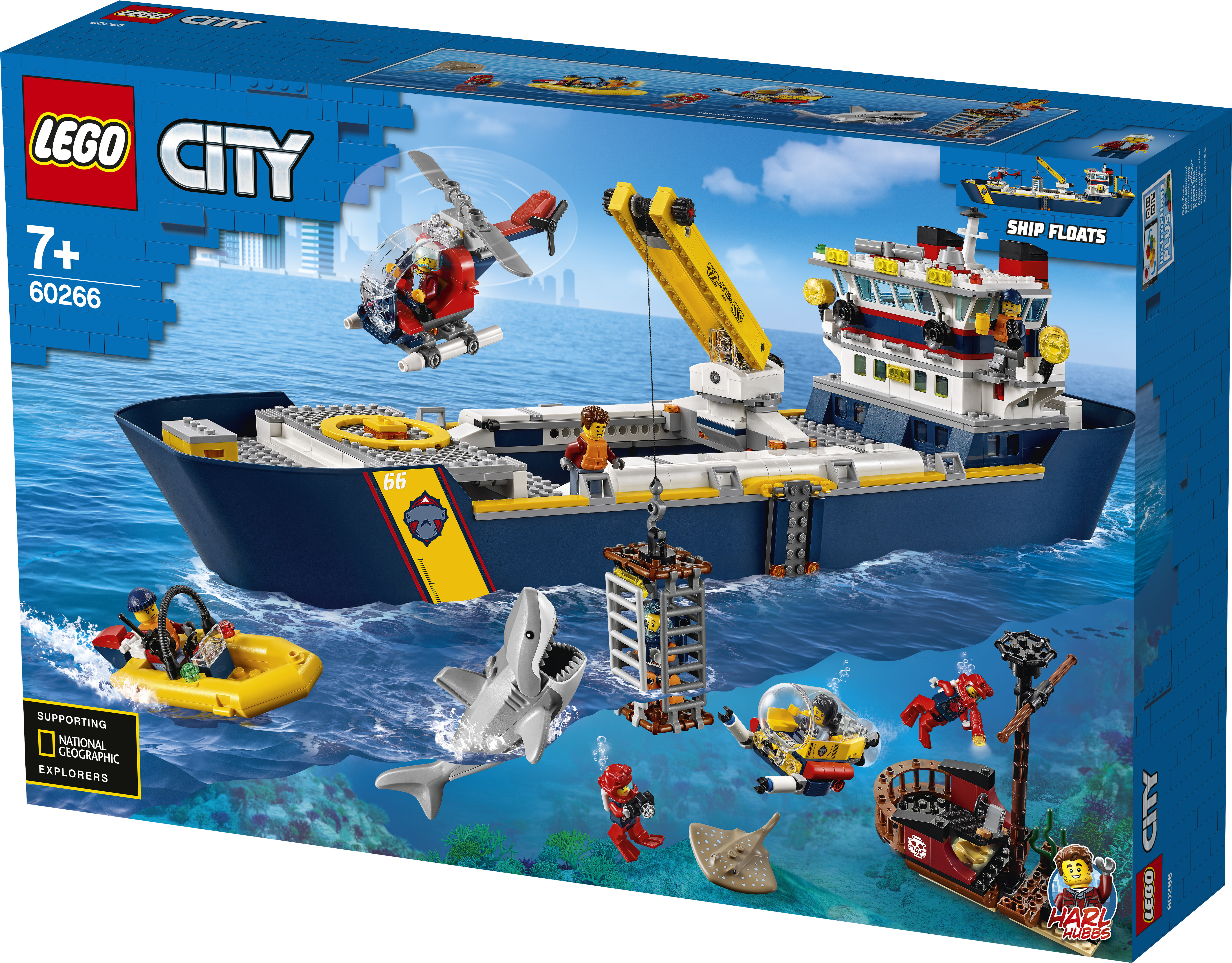 LEGO 60266 Meeresforschungsschiff Bausatz, Mehrfarbig