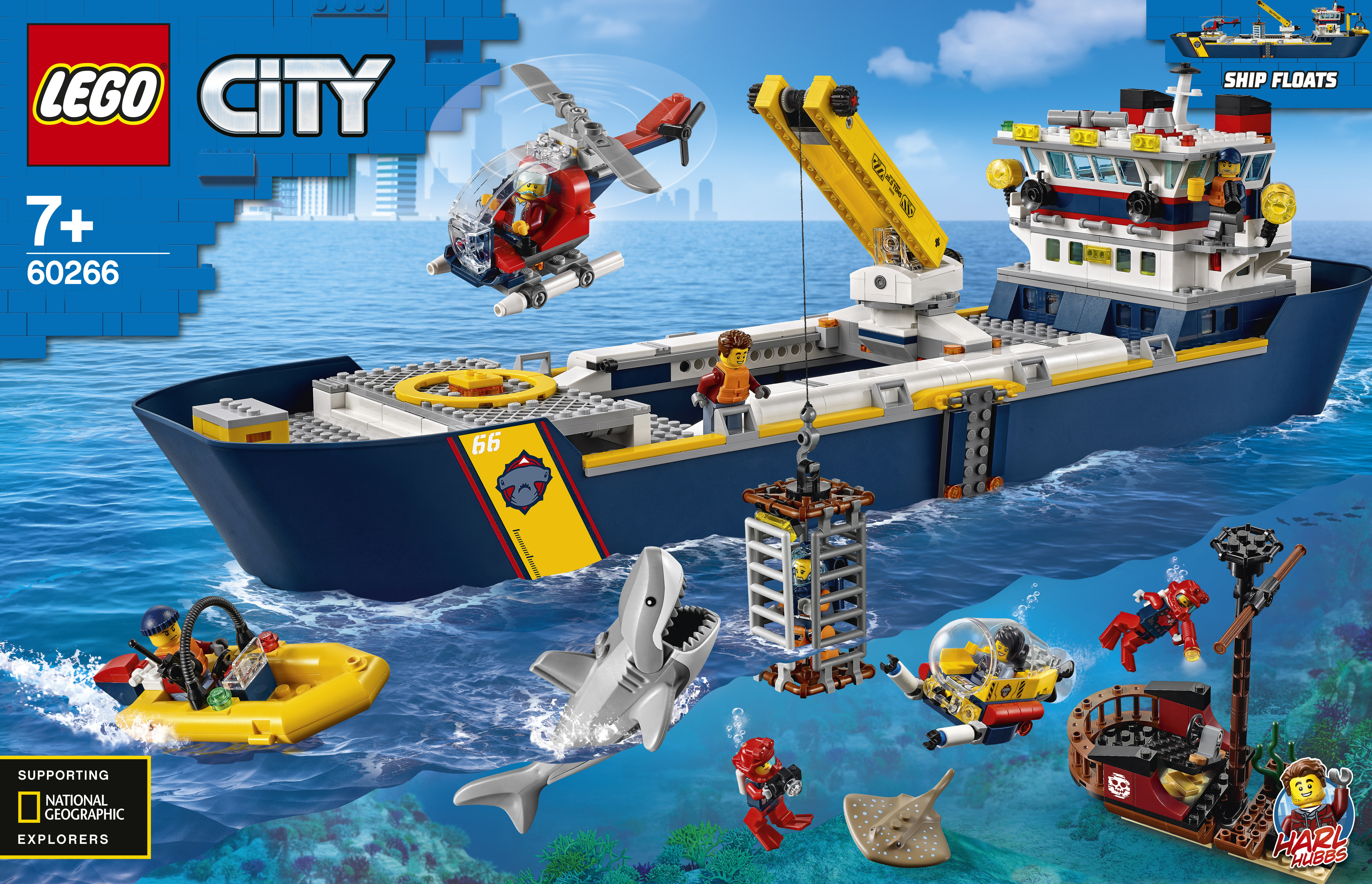 LEGO 60266 Meeresforschungsschiff Bausatz, Mehrfarbig