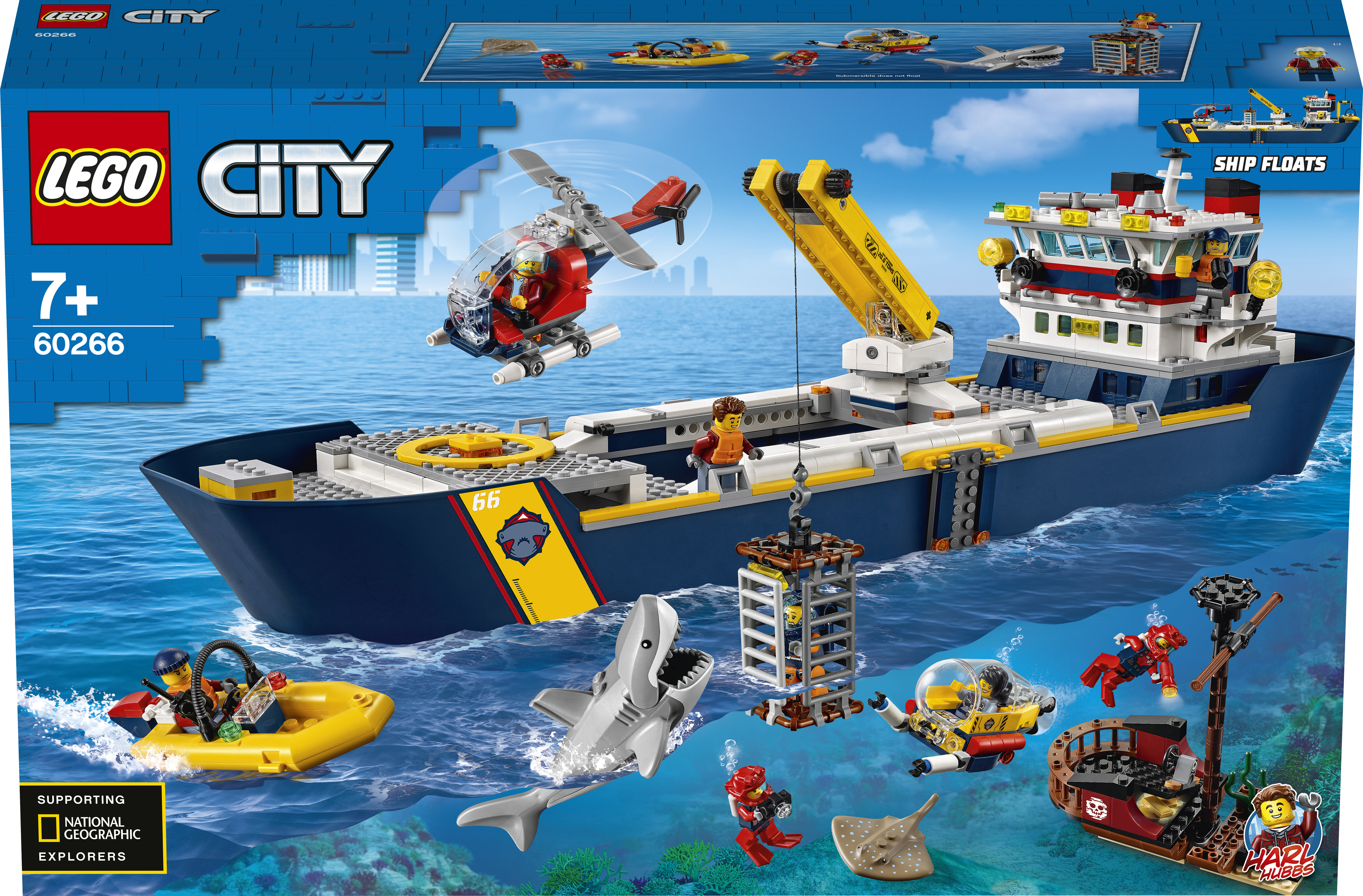 LEGO 60266 Meeresforschungsschiff Bausatz, Mehrfarbig