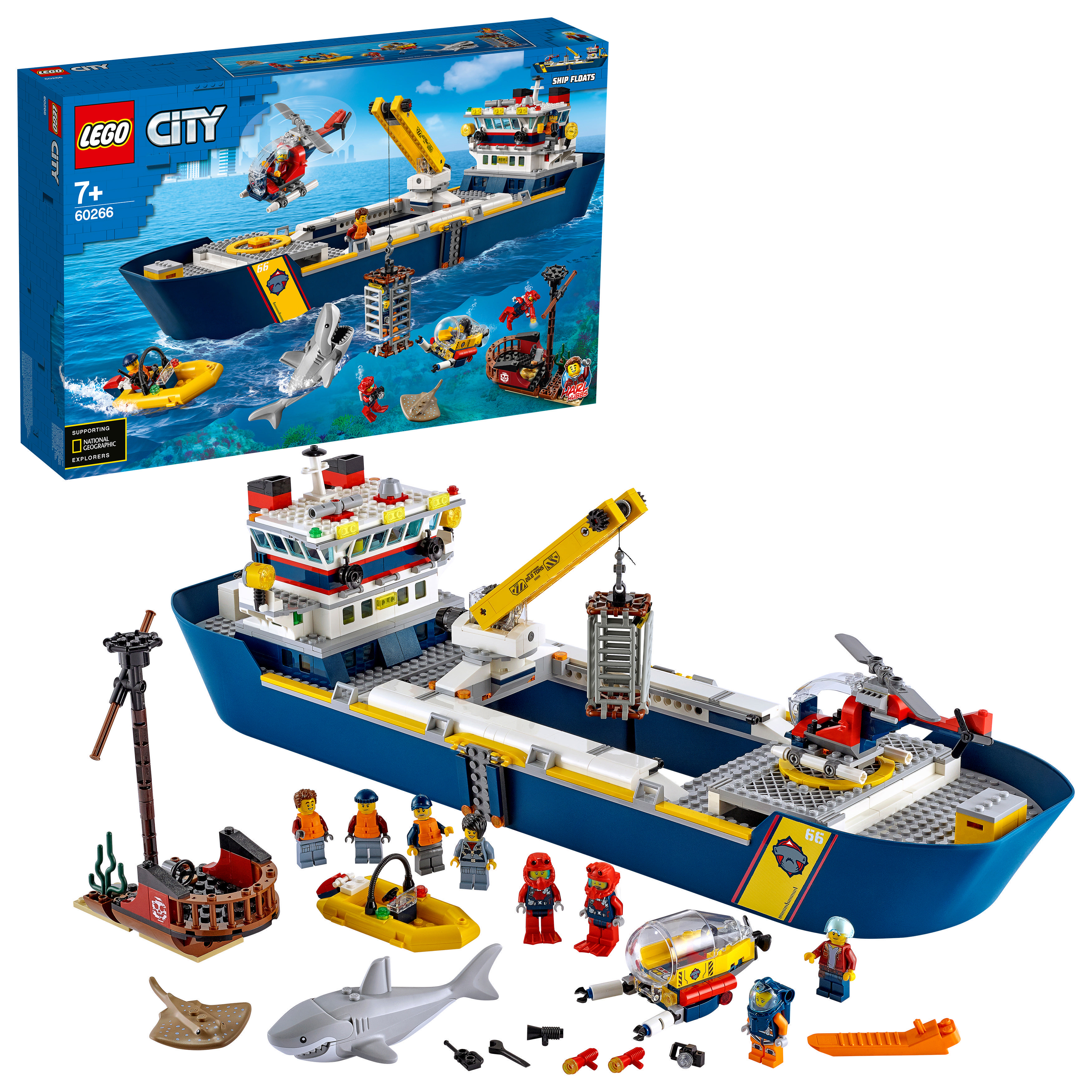 LEGO 60266 Meeresforschungsschiff Bausatz, Mehrfarbig