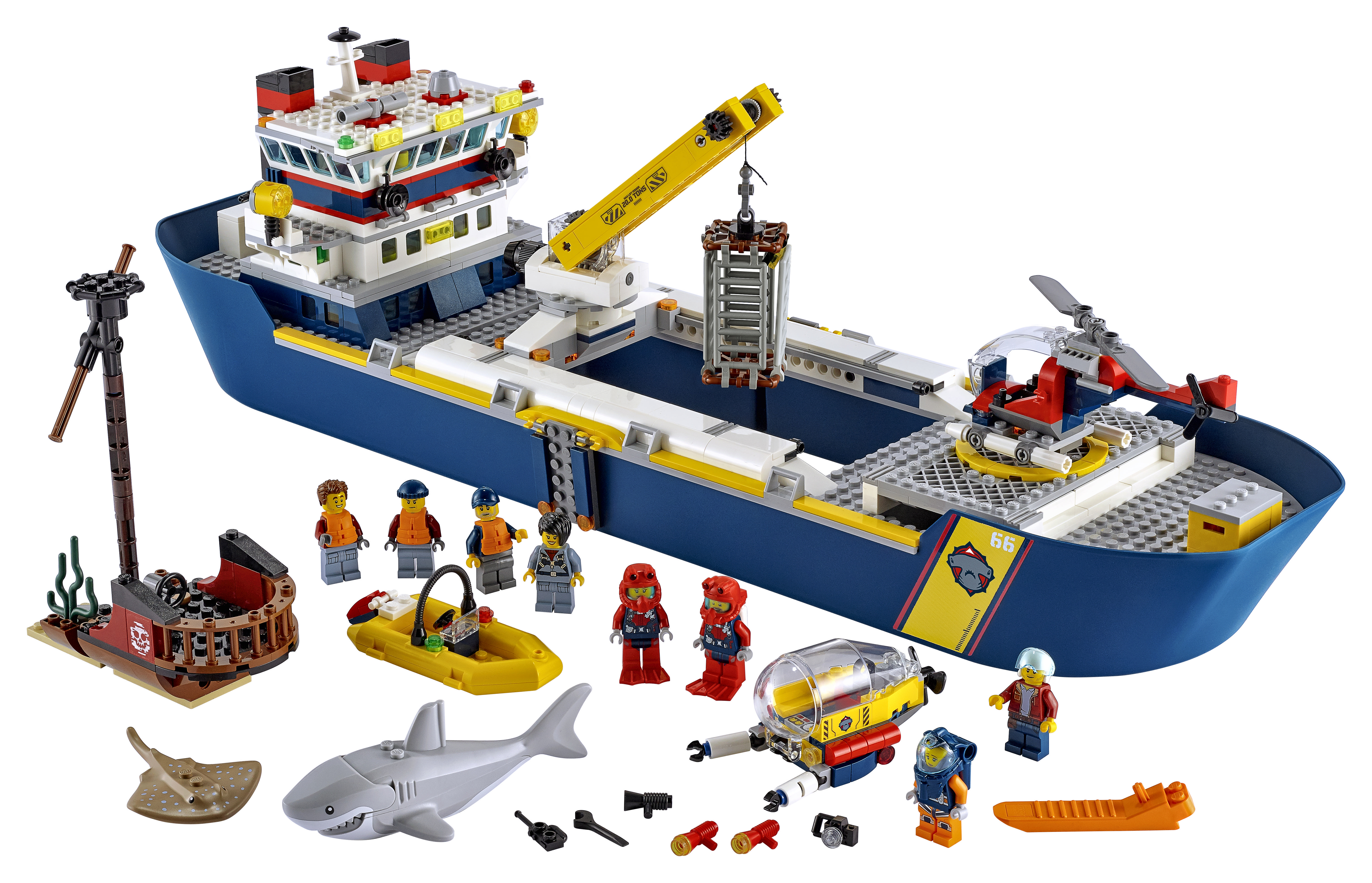 LEGO 60266 Meeresforschungsschiff Bausatz, Mehrfarbig