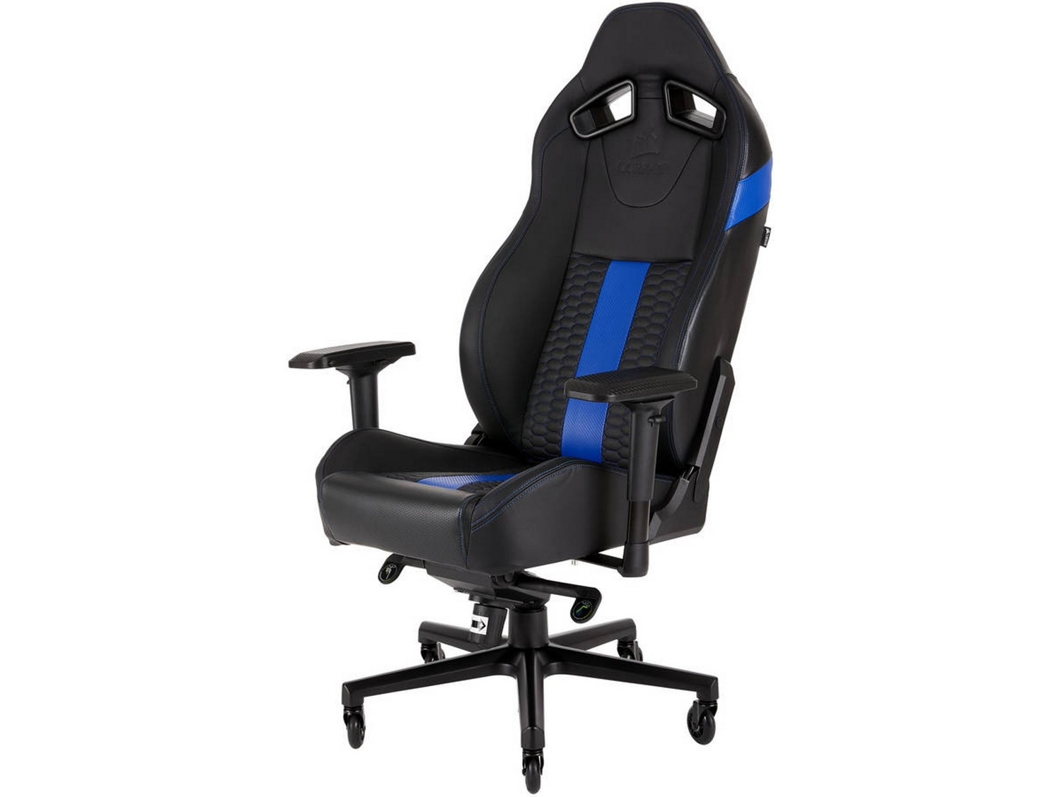 Silla Gaming - Corsair T2 Road Warrior, Elevador gas clase 4, Ajustable, Reposabrazos, Inclinación 17°, Negro