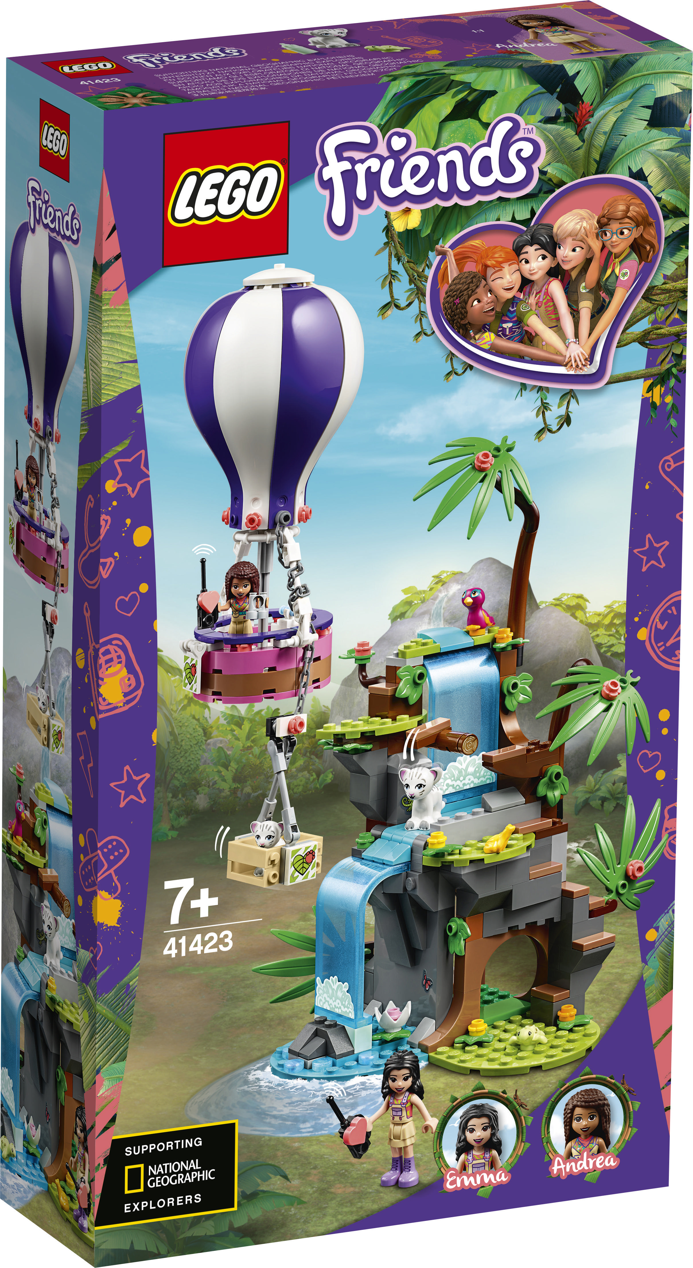 LEGO 41423 Tiger-Rettung mit Heißluftballon Bausatz, Mehrfarbig