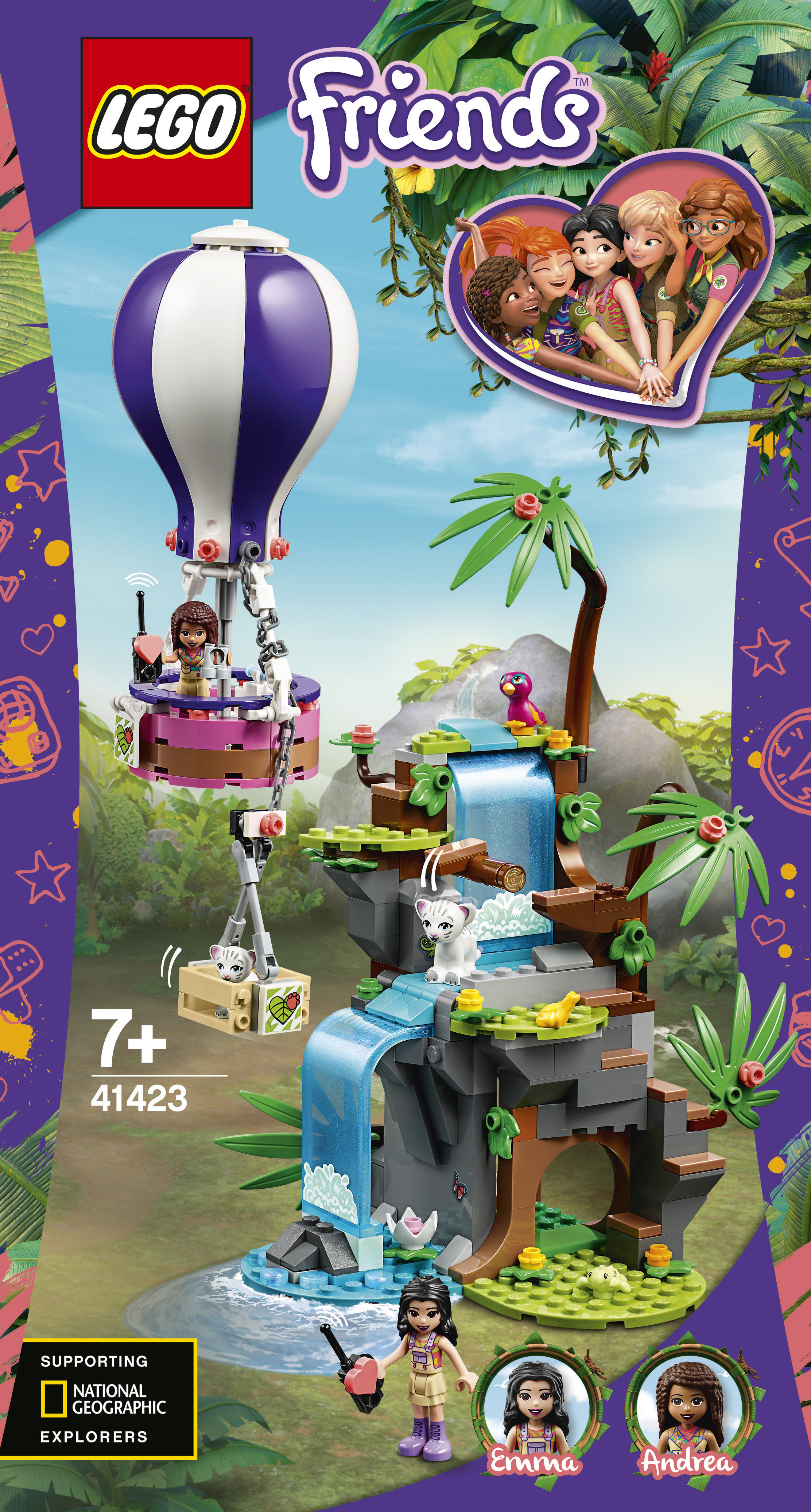 LEGO 41423 Tiger-Rettung mit Heißluftballon Bausatz, Mehrfarbig