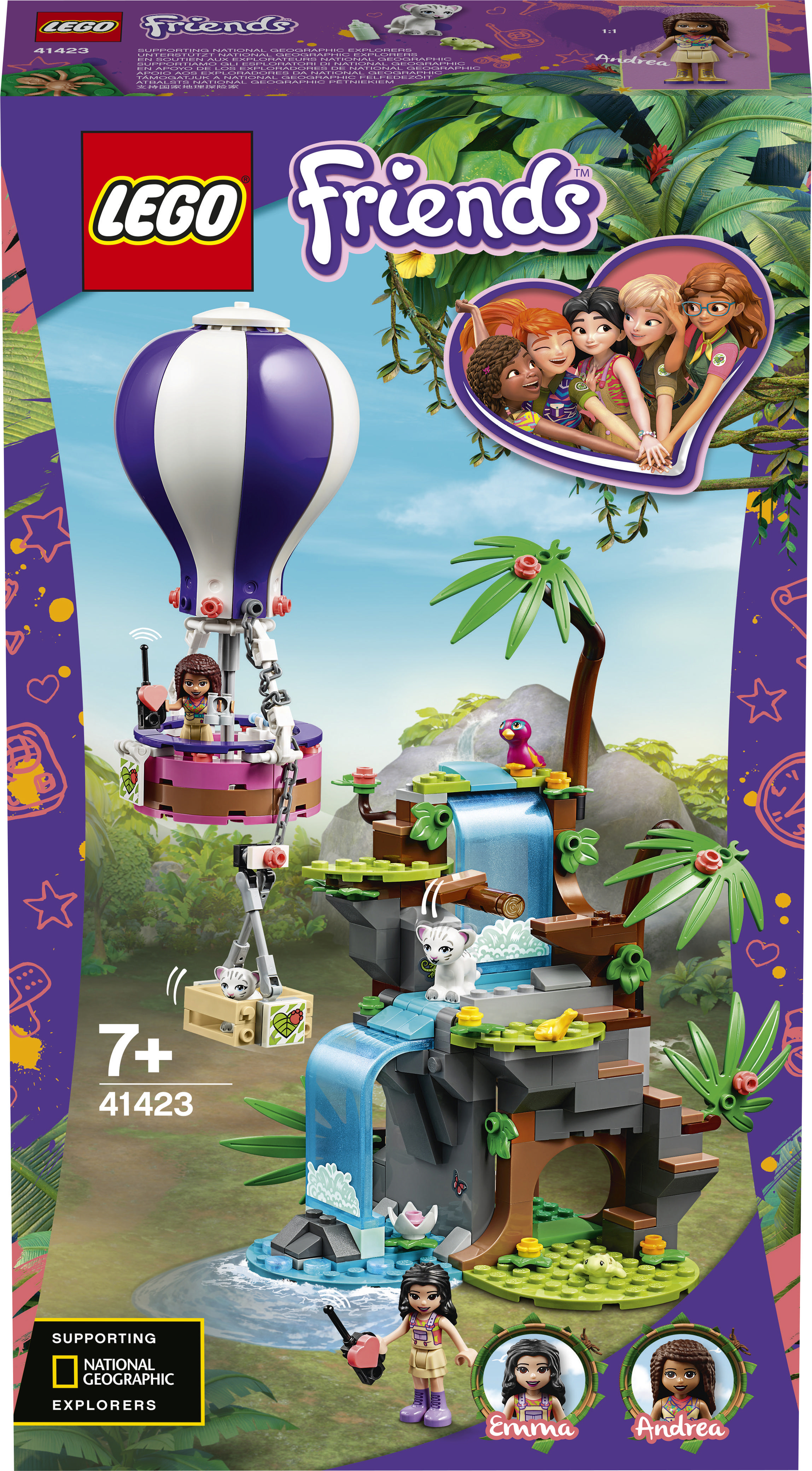 LEGO 41423 Tiger-Rettung mit Heißluftballon Bausatz, Mehrfarbig