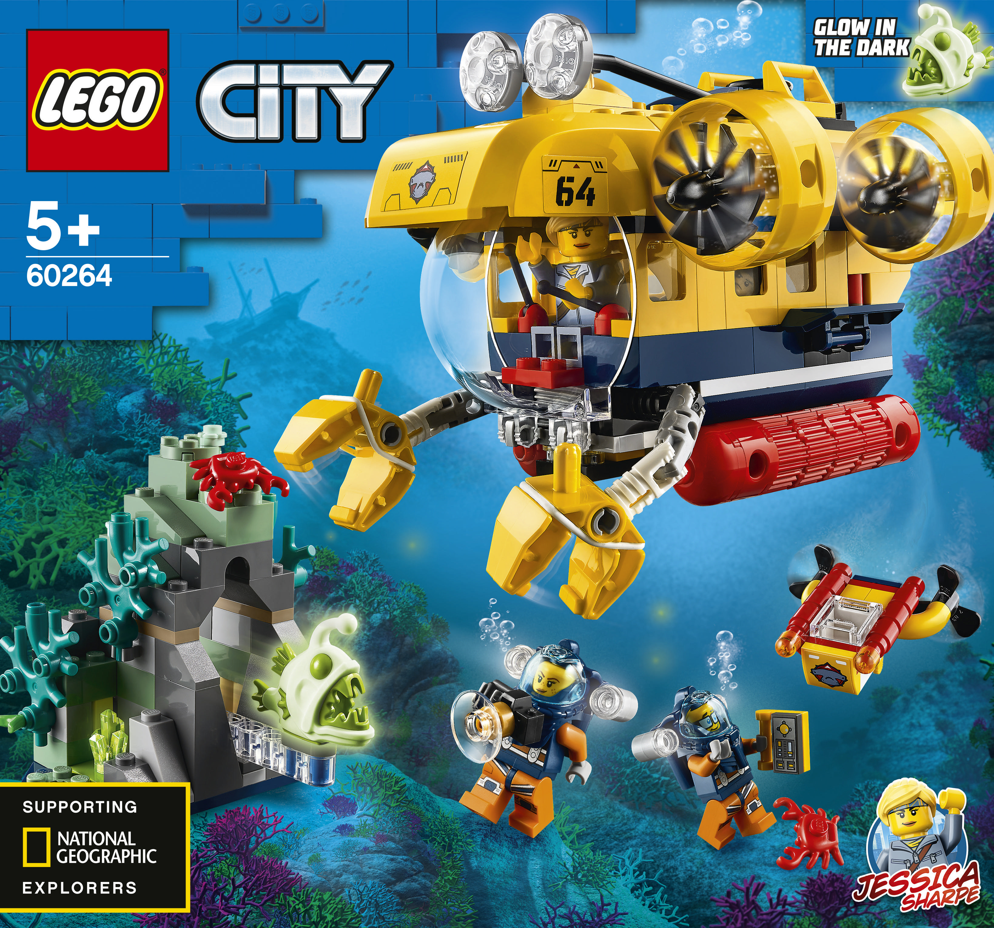 LEGO 60264 Meeresforschungs-U-Boot Bausatz, Mehrfarbig