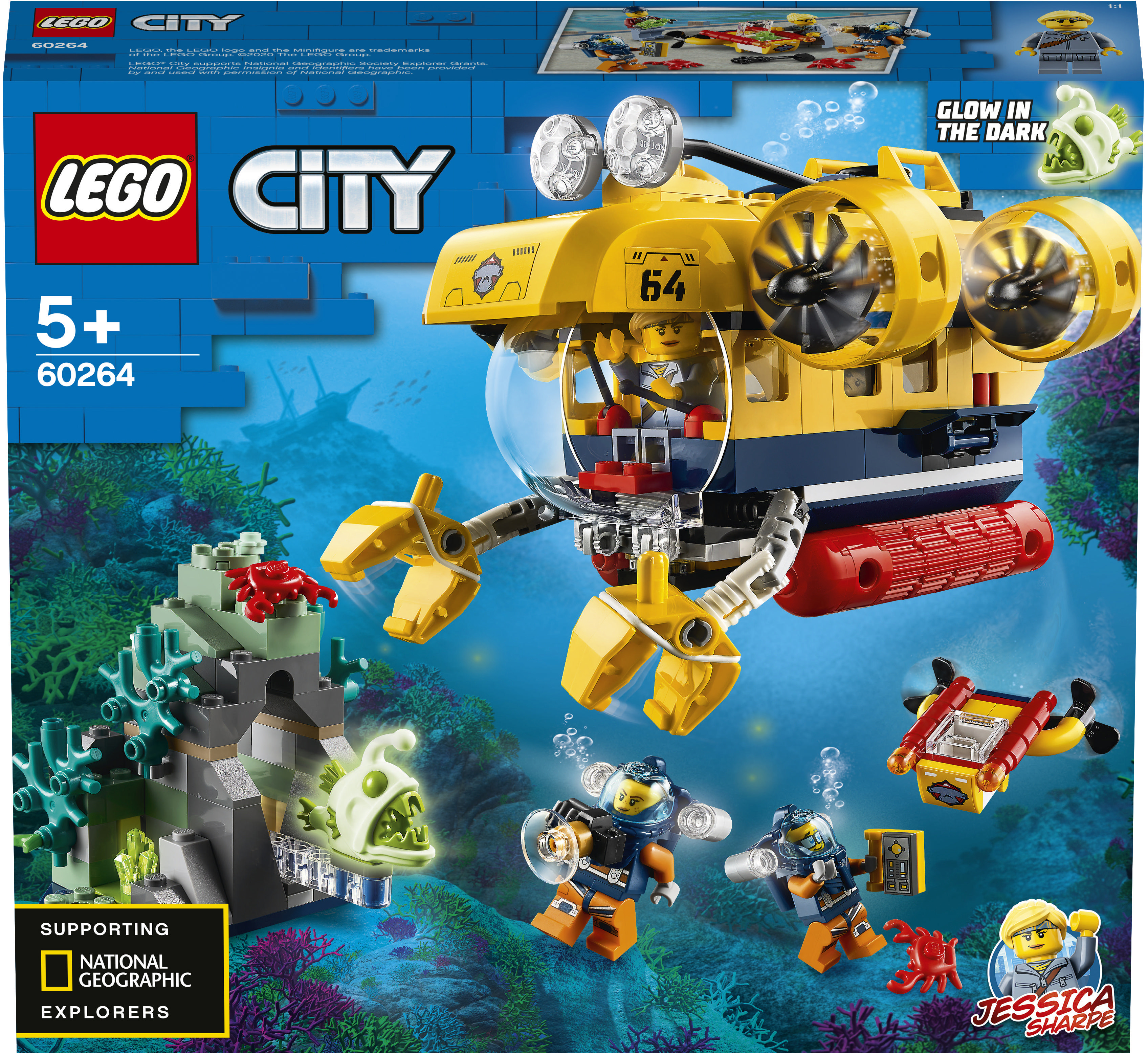 LEGO 60264 Meeresforschungs-U-Boot Bausatz, Mehrfarbig