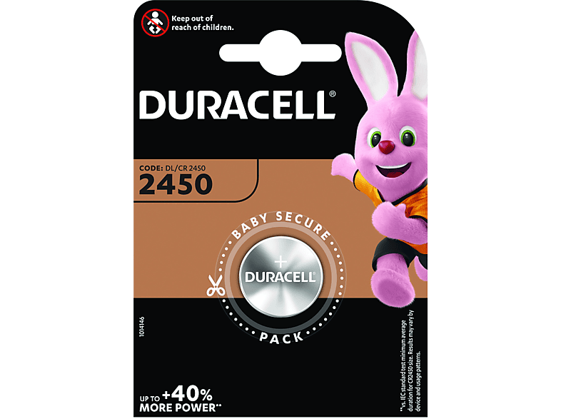Pilas botón – Duracell 2450, 1 unidad, 3 V DL2450/CR2450, Plata