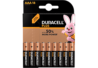 Pilas AAA - Duracell Plus Power LR03, Alcalino, 1.5 V, 18 Uds