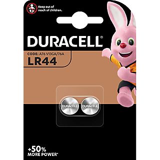 Pilas botón - Duracell LR44, 2 unidades, 1.5 V 76A/A76/V13GA, Negro