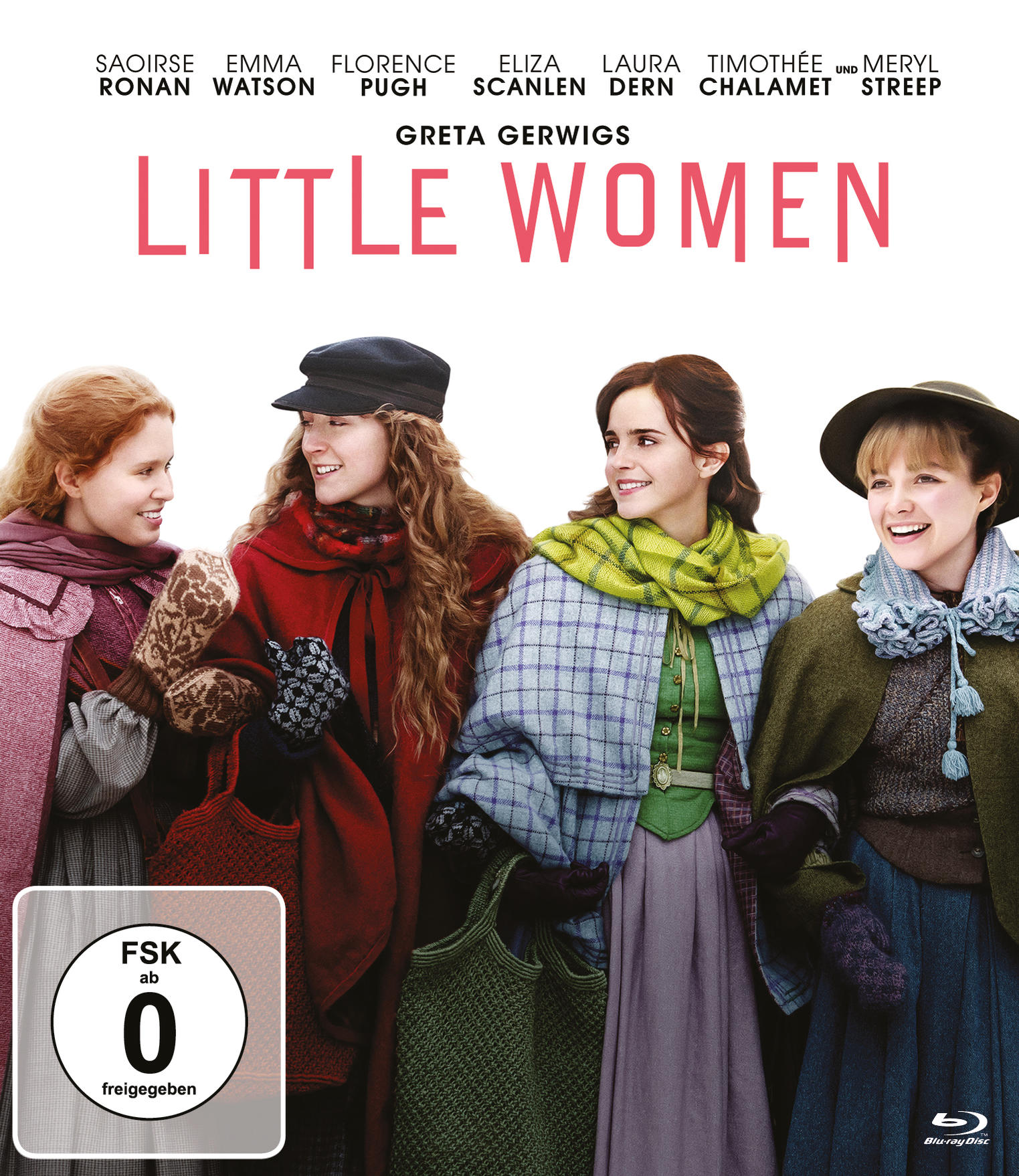 Filmcover von "Little Women" mit vier Frauen in historischer Kleidung und dem Titel oben.