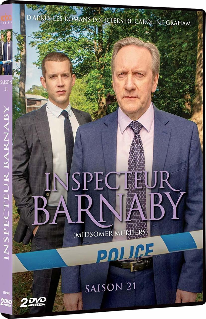 Couverture DVD d'Inspecteur Barnaby, deux hommes en costume, avec le texte du titre.