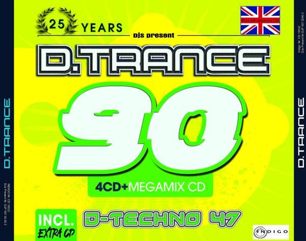 Albumcover. D.Trance 90, grüner Text auf Gelb. Union Jack in der Ecke.