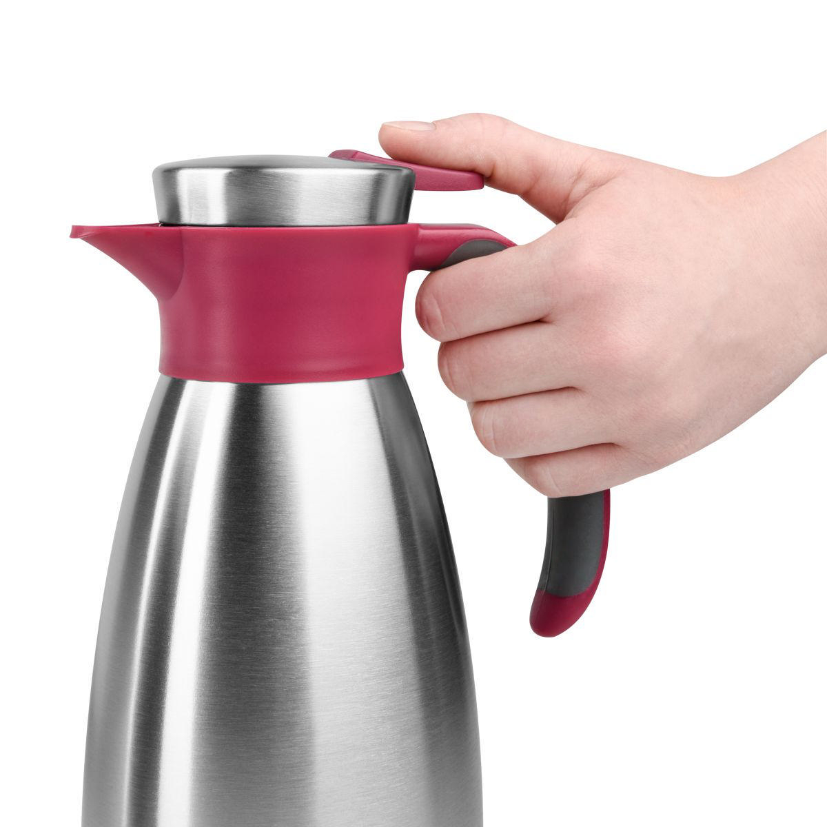 EMSA 512576 Soft Grip Isolierkanne Himbeer/Edelstahl