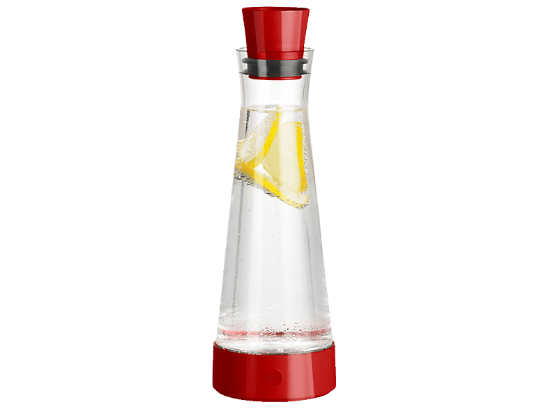 Emsa N41606 Flow Bottle glazen karaf | 1,3 liter | automatische afsluitklep van roestvrij staal | schenktuit | vaatwasmachinebestendig | mondgeblazen glas | stijlvolle flesvorm | transparant