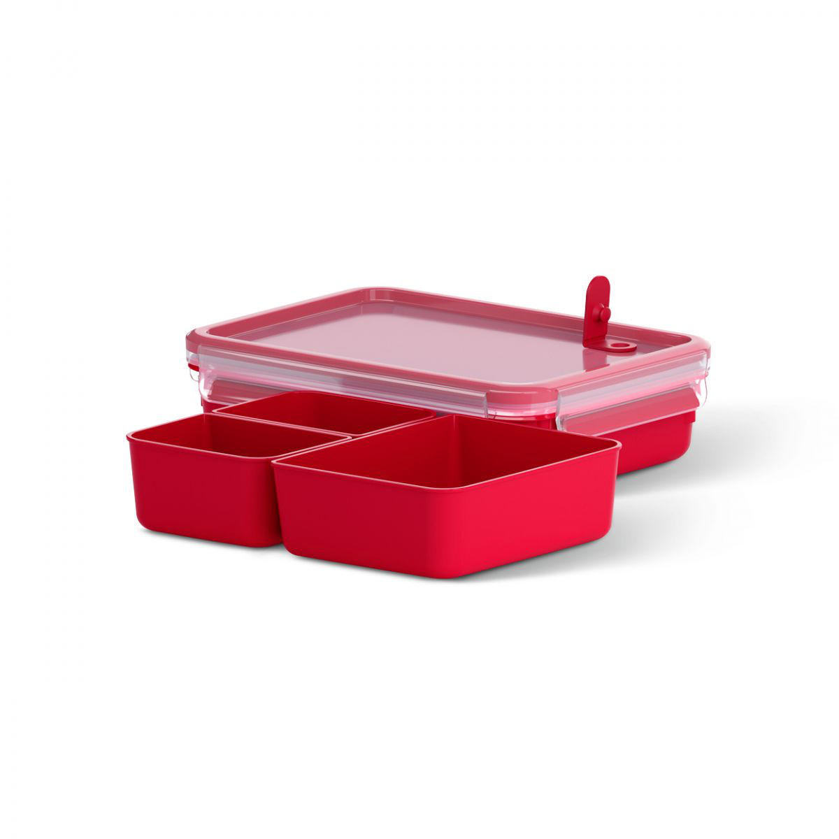EMSA 517775 Clip&Close 3-tlg. Vorratsdose Rot/Transparent
