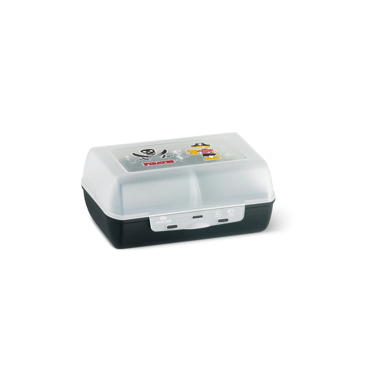 EMSA 518136 Pirate Lunchbox mit Trinkflasche Schwarz/Transparent