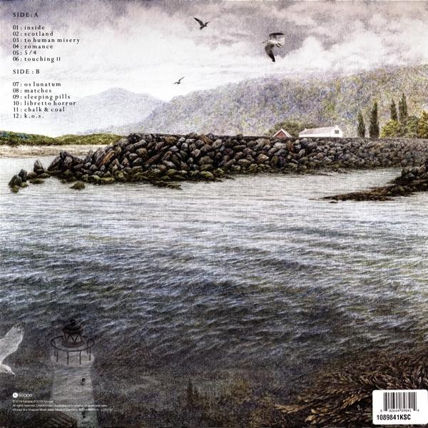 Albumcover mit einer Landschaftsszene, mit Wasser und Vögeln.