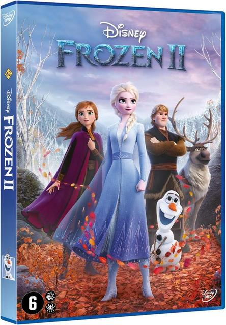 Couverture du DVD La Reine des Neiges 2 avec les personnages principaux. La couverture porte le titre du DVD et une note de 6.