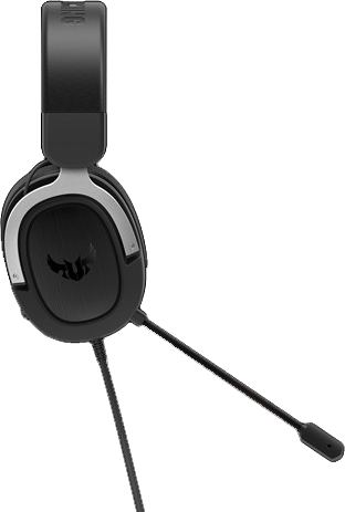 Fekete-szürke gamer headset mikrofonnal. A headset szögben van.