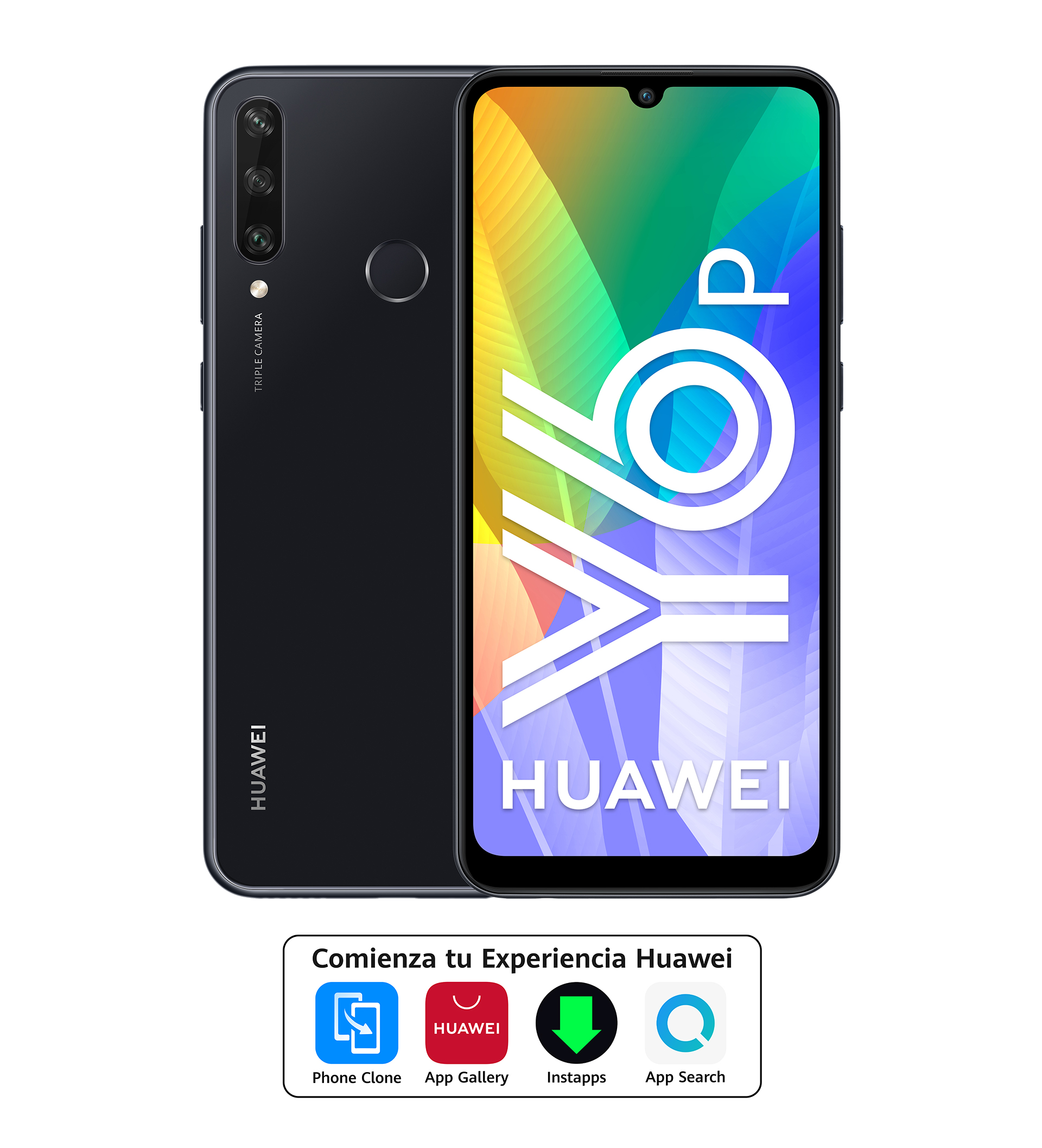 Móvil - Huawei Y6P, Negro, 64 GB, 3 GB, 6.3" HD+, MT6762R, 5000 mAh, Android