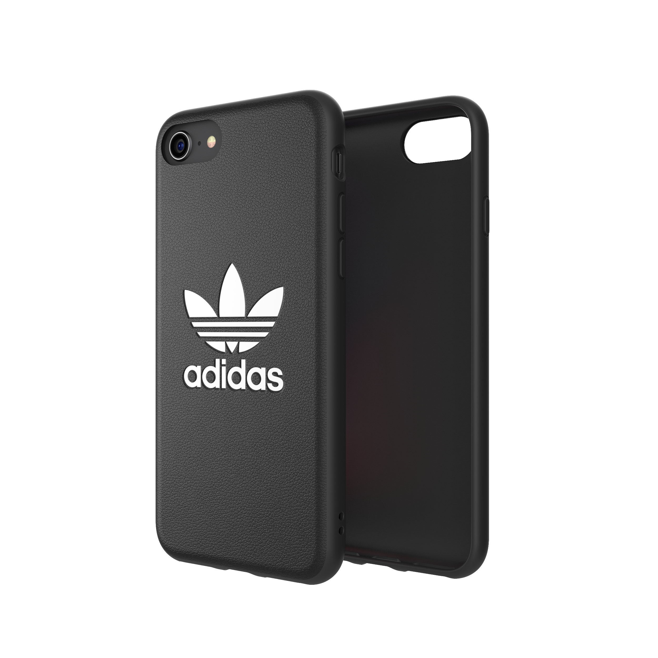 Schwarze Adidas-Handyhülle mit weißem Adidas-Logo und zwei Teilen.