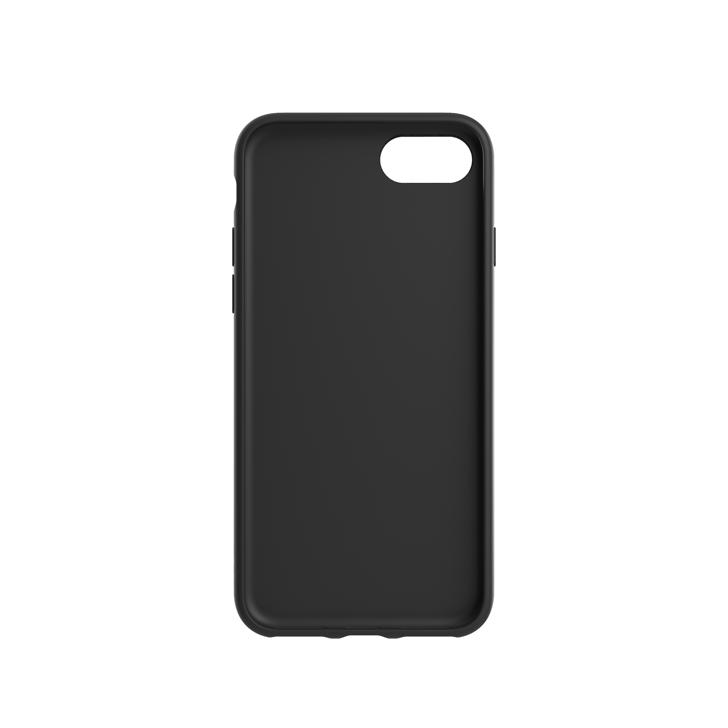 Schwarze Handyhülle, schlichtes Design, mit Loch für die Kamera.