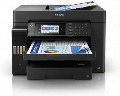 Una impresora Epson con papel en la bandeja y documentos impresos.