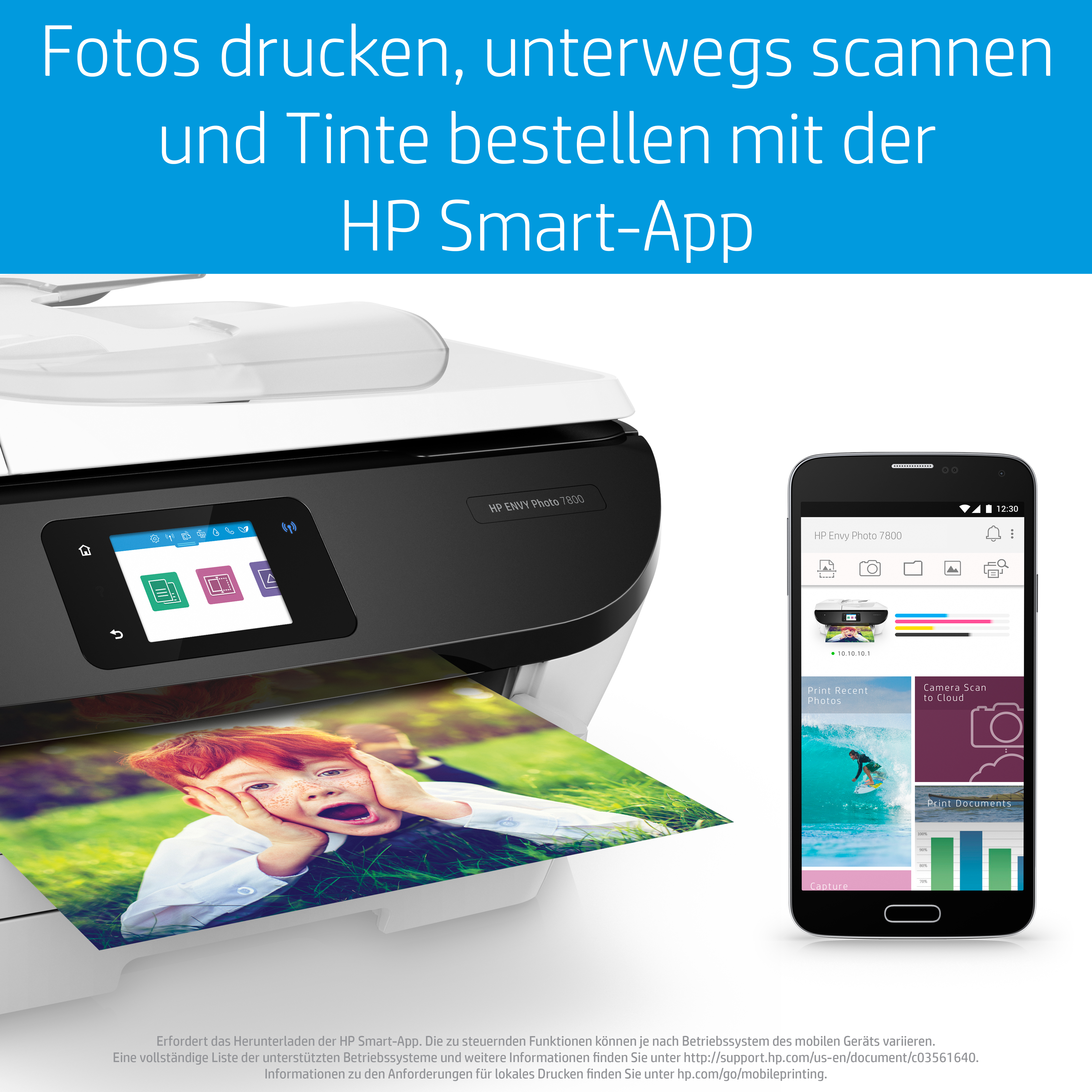 HP ENVY Multifunktionsdrucker Netzwerkfähig Photo Inkjet 7830 (Instant Thermal WLAN 4-in-1 Ink)