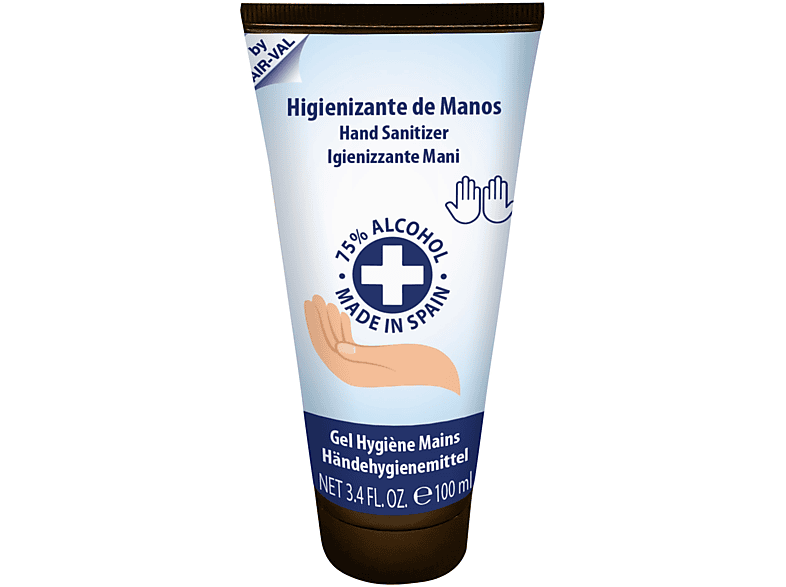 Gel higienizante manos - Air-Val 8792, 100 ml, Tubo, Previene la sequedad en las manos, Blanco