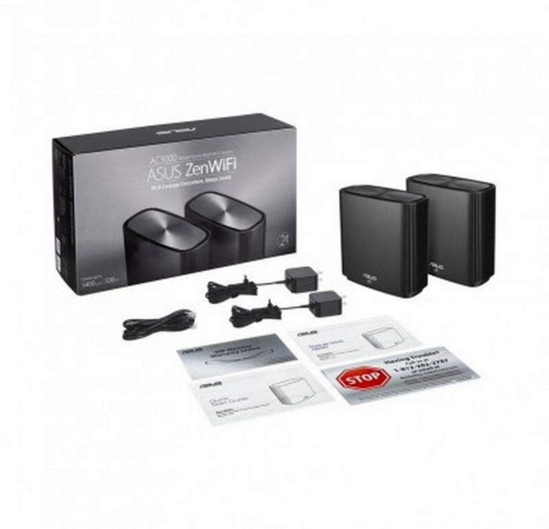 Router - ASUS ZenWifi Mesh AM CT8, Pack de 2, 3000 Mbit/s, 3 puertos Ethernet, USB, Negro