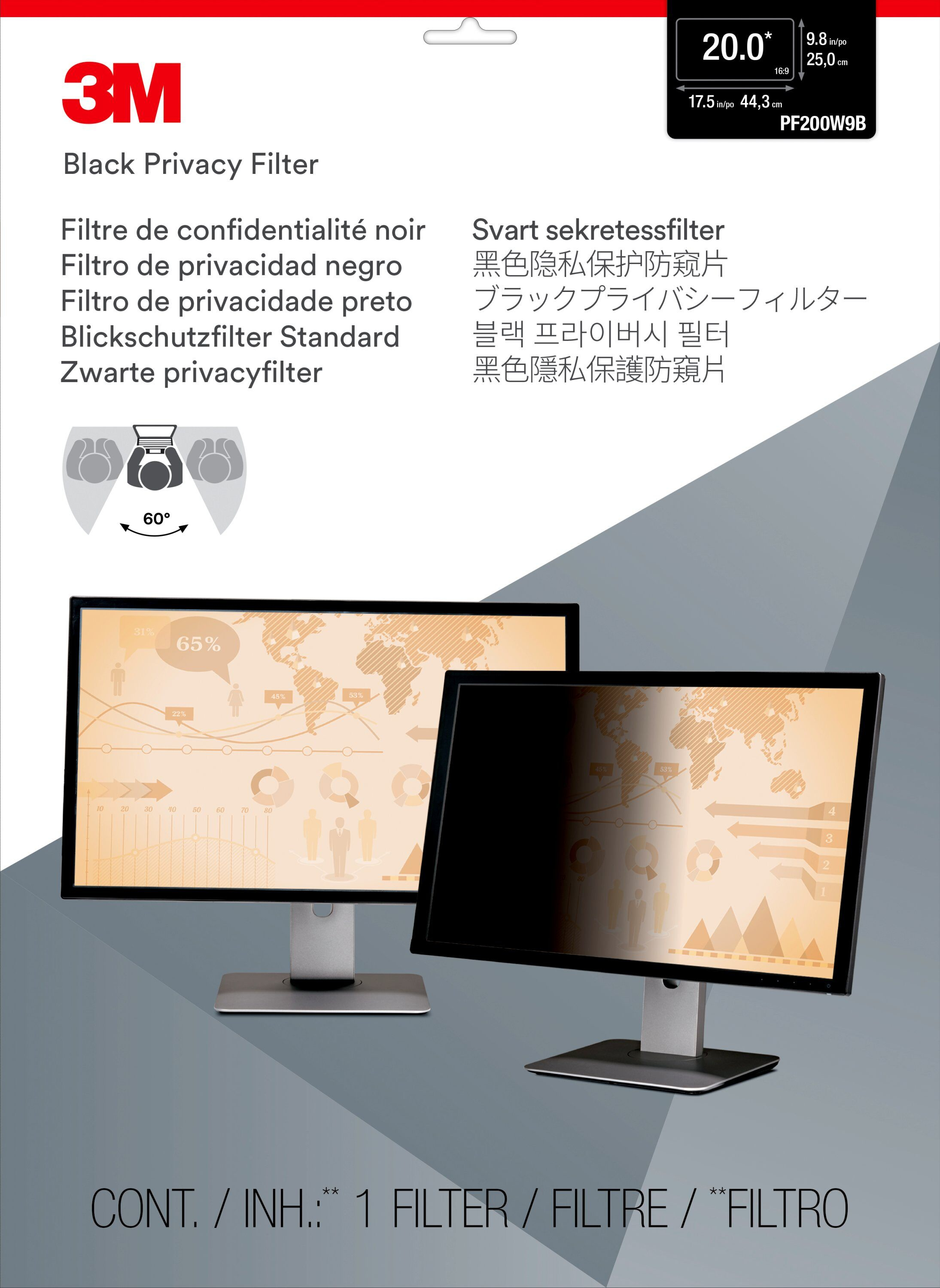 3M 20.0 LCD Ekran Gizlilik Filtresi (16:9 Format)