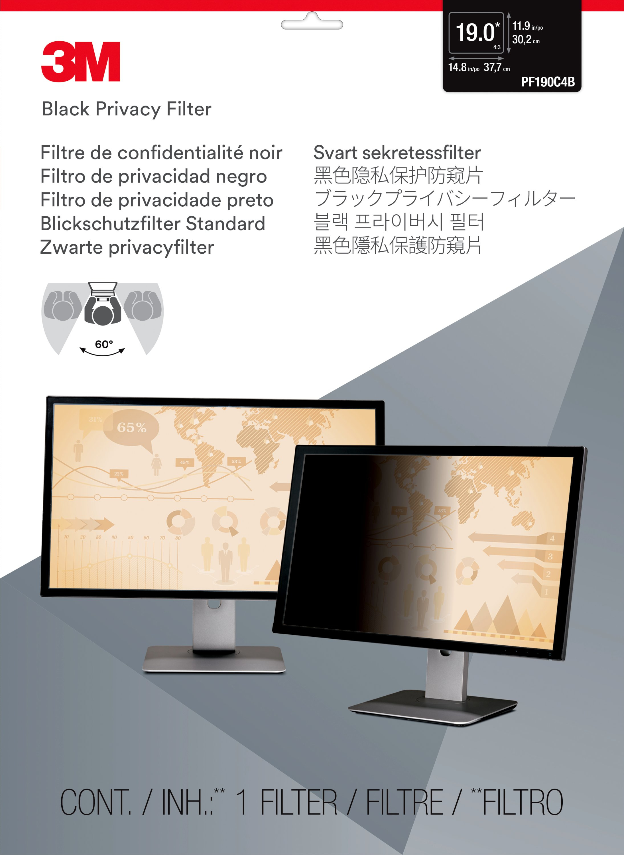 3M 19.0 LCD Ekran Gizlilik Filtresi