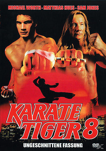 Filmplakat: Zwei Männer in Kampfhaltung, Text "Karate Tiger 8".