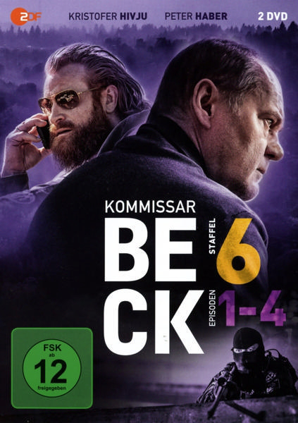 DVD-Cover: Kommissar Beck Staffel 6. Zwei Männer, einer mit Telefon, und eine Maske.